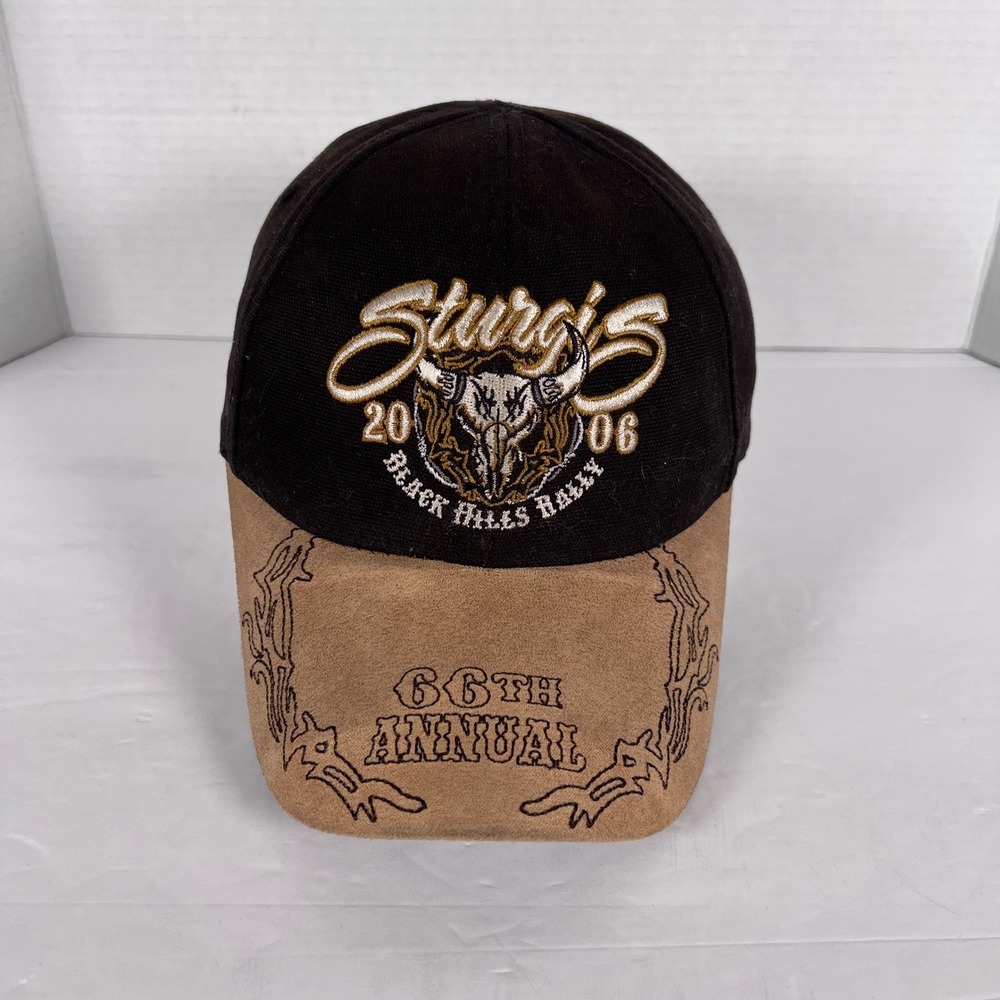 Sturgis 2006 Black Hills Rally Baseball Cap Black Tan Suede Look‎